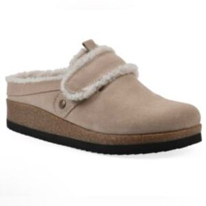Women's White Mountain Leather Clogs w/Faux Fur Baylen Sandal Wood Suede Sz 10M.